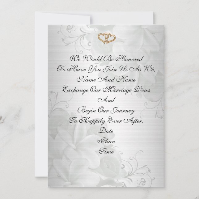 Wedding invitation elegant white satin floral (Front)