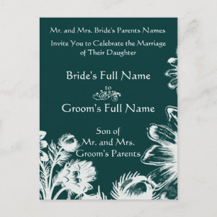 Wedding Invitation Emerald Green Vintage Floral