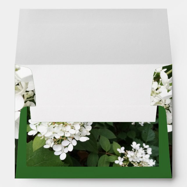Wedding Invitation Envelope White Hydrangea Green  (Back (Bottom))