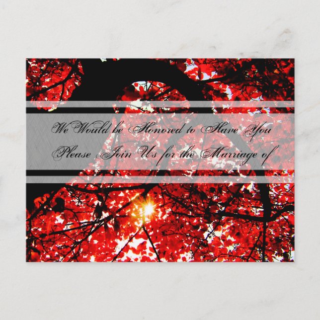 Wedding Invitation- Fall Leaves Invitation Postcard (Front)