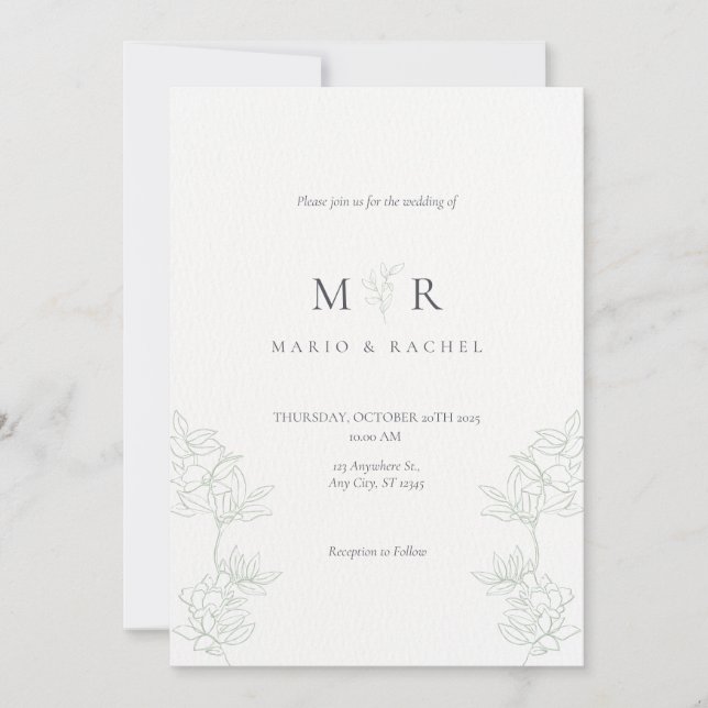 Wedding Invitation Floral Elegant Soft Design (Front)