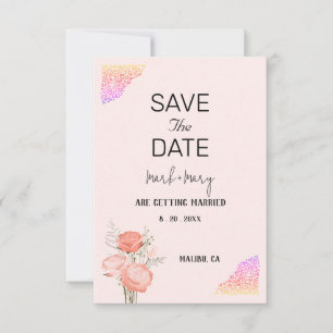 Wedding Invitation Floral Pink Heart Border