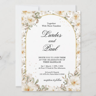 Wedding invitation Flower Vintage White