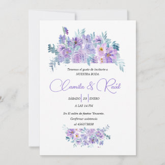 Wedding Invitation "Flowers in Tono Lila"