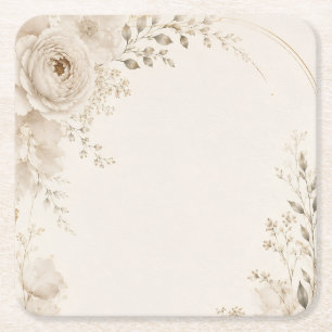 Wedding Invitation for Modern European Events Square Paper Coaster