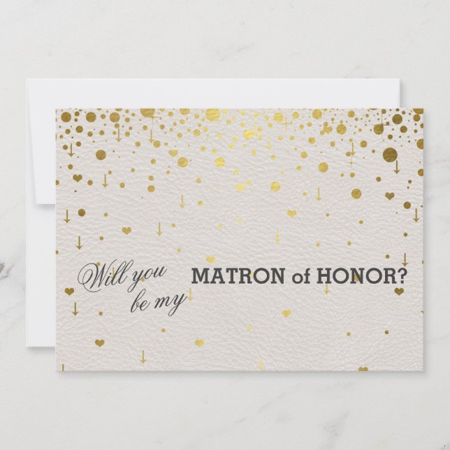 Wedding Invitation | Gold Confetti Matron of Honou (Front)