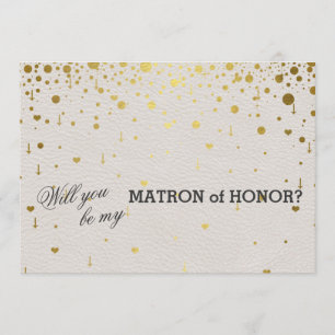 Wedding Invitation Gold Confetti Matron of Honou