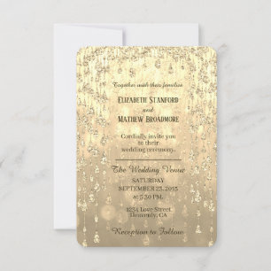 Wedding Invitation Gold Crystal
