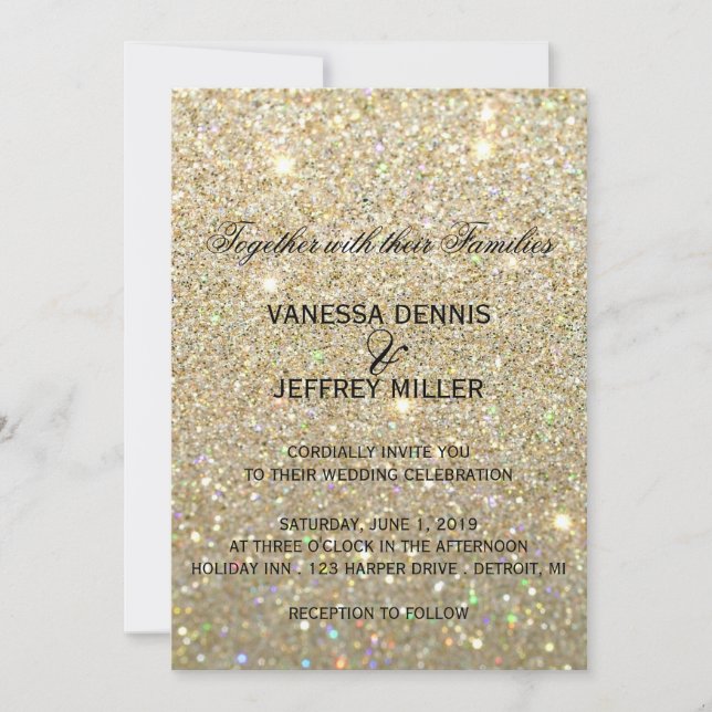 Wedding Invitation - Gold Glit Fab & Two (Front)