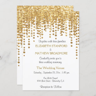 Wedding Invitation Gold Glitter Confetti