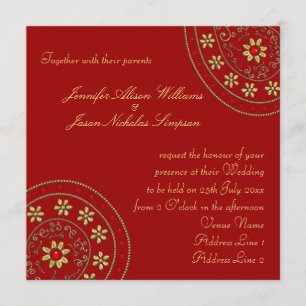 Wedding Invitation Gold & Jewels Indian Inspired