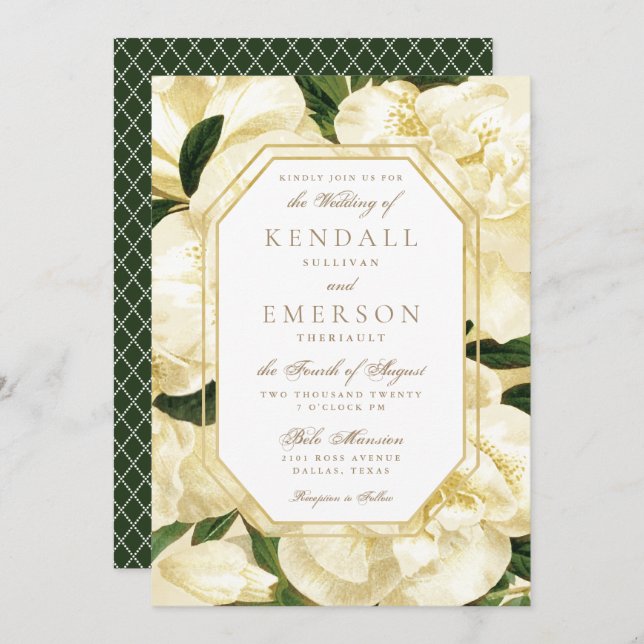 Wedding Invitation *Golden Blooms* (Front/Back)