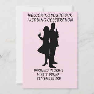 WEDDING INVITATION GUNS PARTNERS IN CRIME