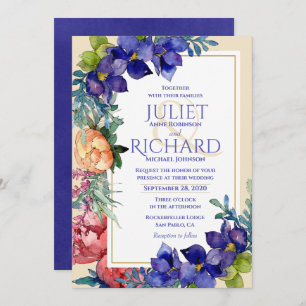 Wedding Invitation Happiness Floral Watercolor