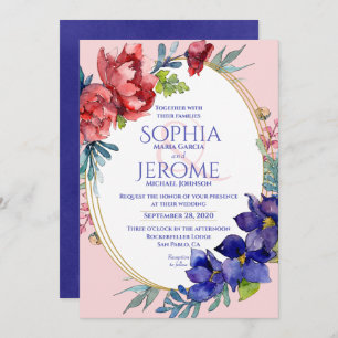 Wedding Invitation Happiness Floral Watercolor