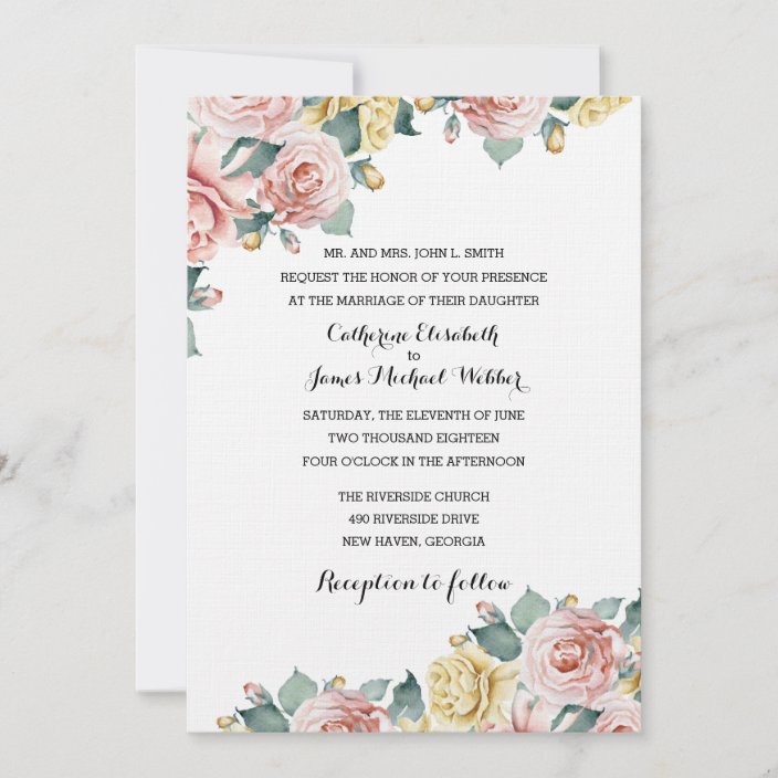 Wedding Invitation Hosted by Bride's Parents | Zazzle