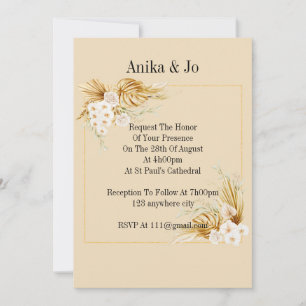 wedding invitation in a romantic peach color