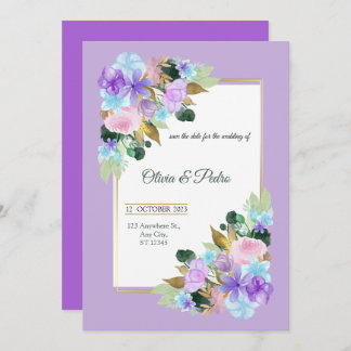 wedding invitation in lavander colour