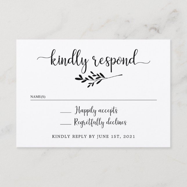 Wedding Invitation Insert Enclosure Cards RSVP (Front)