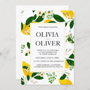 Wedding invitation Lemon yellow wedding invitation