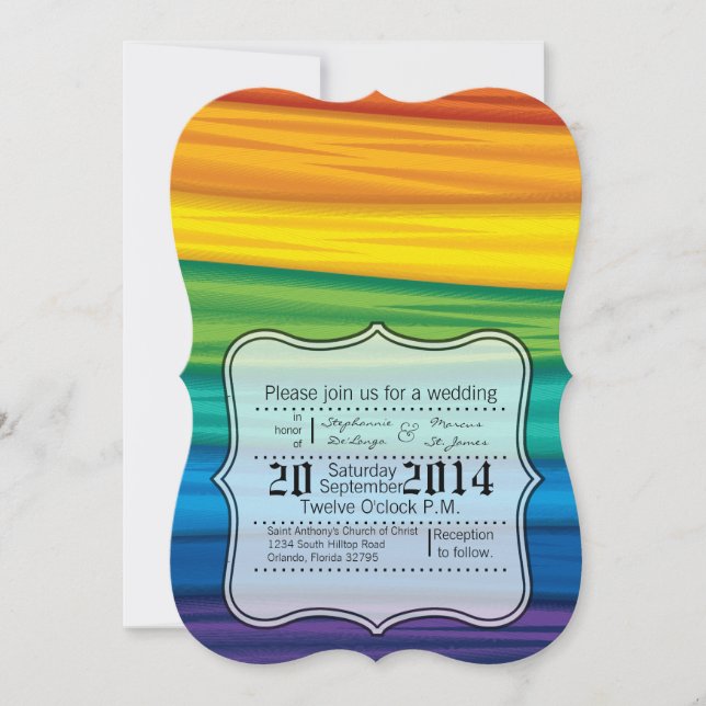 Wedding Invitation lgbtq rainbow flag lesbian gay (Front)