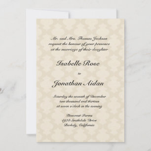Wedding invitation - Linen with damask waves