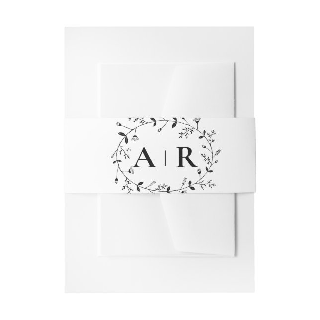 Wedding Invitation Meandering Vine Scroll  Belly Band (Front Example)