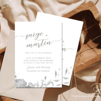 Wedding Invitation Minimalist Boho Floral Invites