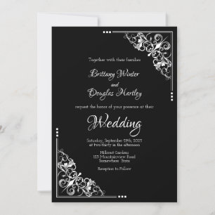 Wedding Invitation Modern Black and White