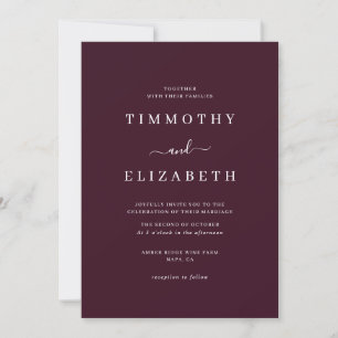 Wedding Invitation Modern Burgundy Wedding 