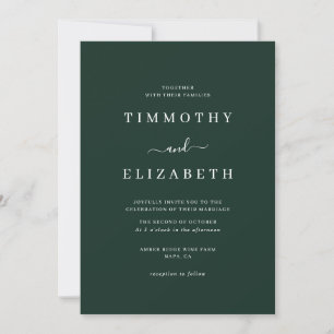 Wedding Invitation Modern Emerald Wedding