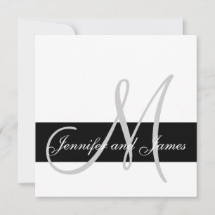 Wedding Invitation Monogram Names Black and White
