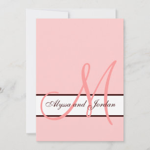 Wedding Invitation Monogram Names Pink and Brown