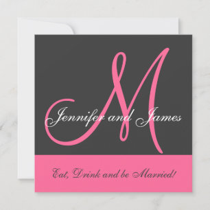 Wedding Invitation Monogram Saying Name Pink Grey