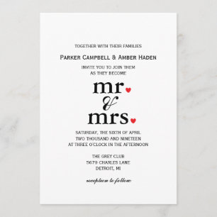 Wedding Invitation   mr. and mrs. heart