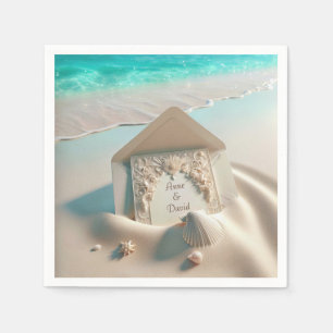 Wedding Invitation On Beach Sand Napkin