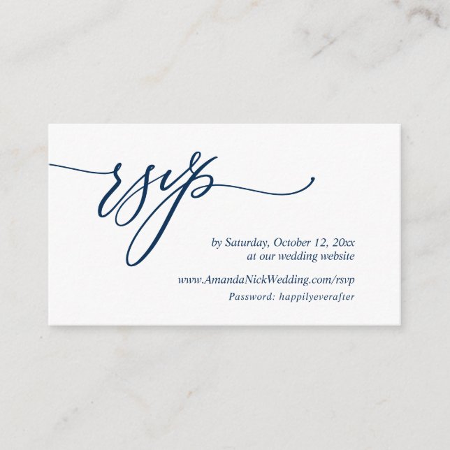 Wedding Invitation Online RSVP, Modern Script Card (Front)
