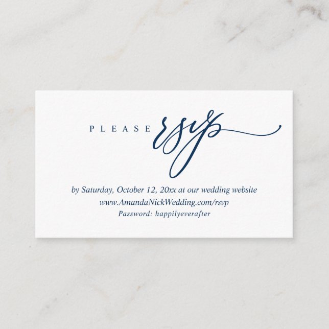 Wedding Invitation Online RSVP, Modern Script Card (Front)