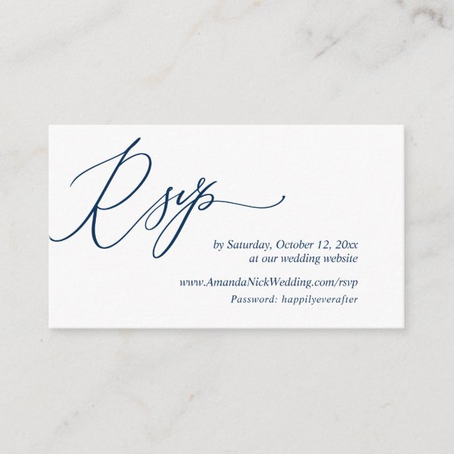 Wedding Invitation Online RSVP, Modern Script Card (Front)