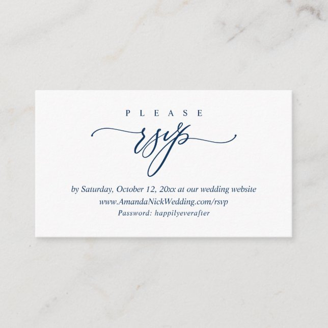 Wedding Invitation Online RSVP, Modern Script Card (Front)