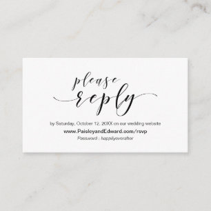 Wedding invitation, online RSVP website Enclosure Card