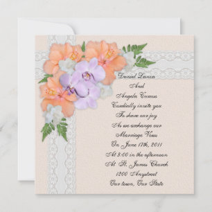 Wedding Invitation orchids and hibiscus