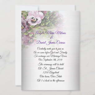 Wedding invitation Pansies floral