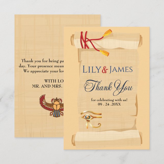 Wedding Invitation Pharaonic heritage on papyrus (Front/Back)