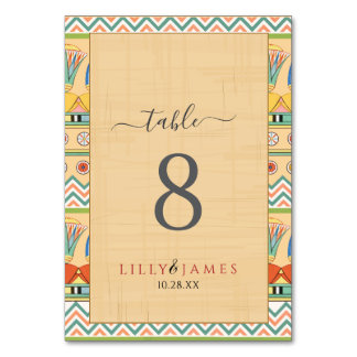 Wedding Invitation Pharaonic heritage on papyrus Table Number