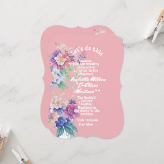 wedding invitation pink colour floral