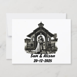 Wedding invitation postcard