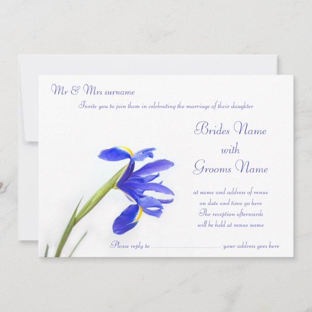 Wedding Invitation - Purple Iris Flower (Front)
