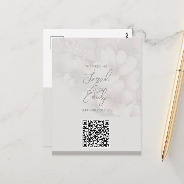Wedding Invitation QR Code Postcard (Front/Back In Situ)
