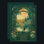 Wedding Invitation Romantic Emerald Green and Gold<br><div class="desc">Wedding Invitation Romantic Emerald Green and Gold</div>